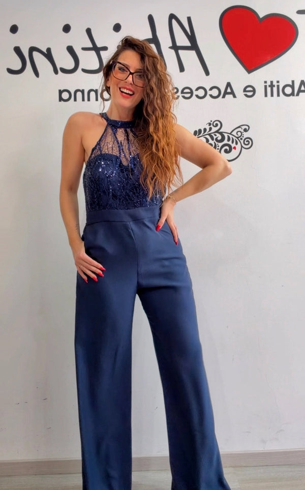 Tuta bezz blu pizzo