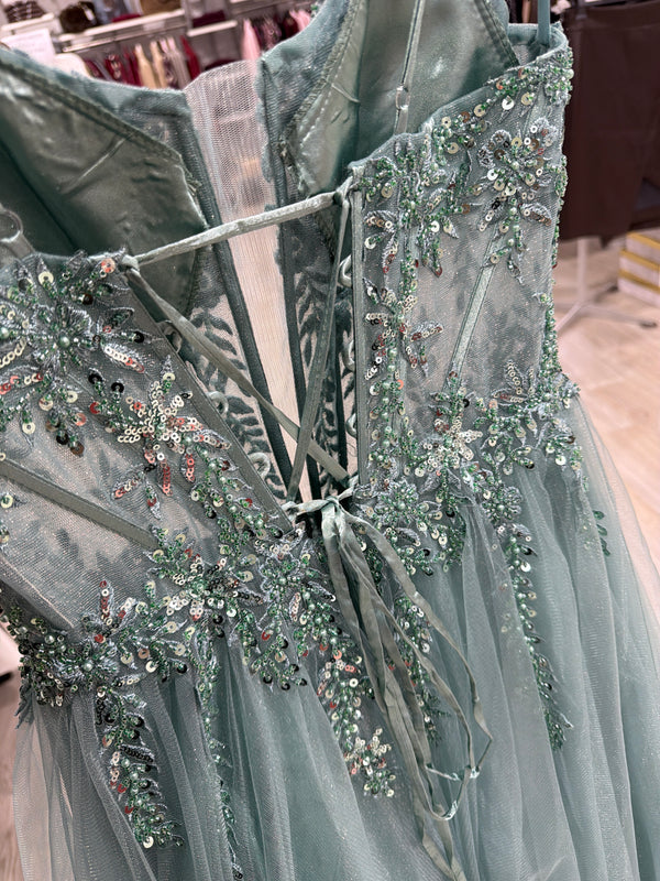 Abito acqua marina con gonn glitter