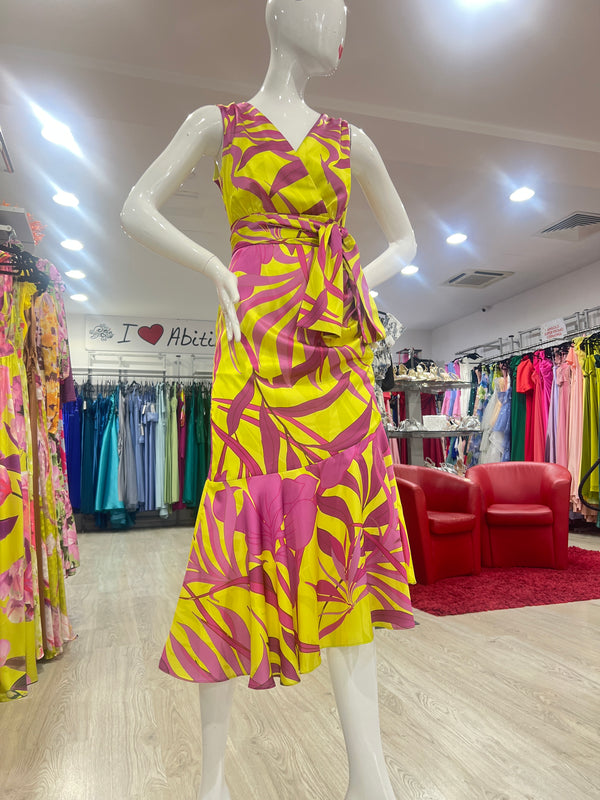 Abito bezz giallo fucsia