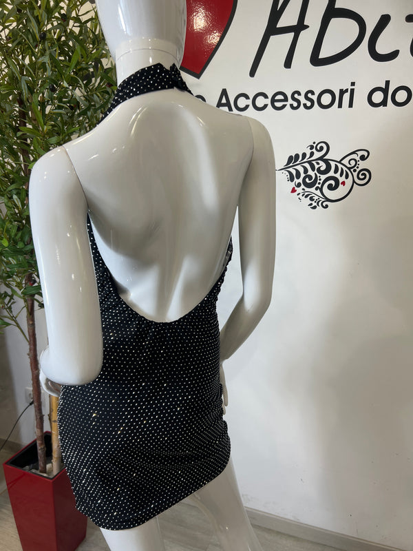 Abito micro strass corto