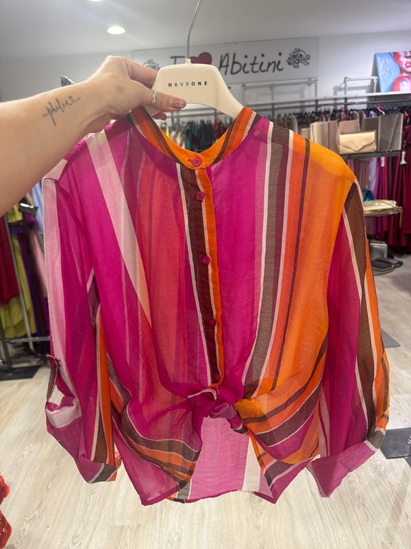 Camice righe fucsia