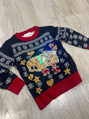 Maglione Natale gingerbread con luci LED bimbo/a