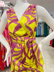 Abito bezz giallo fucsia