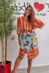 Pareo lungo celeste arancio Dixie