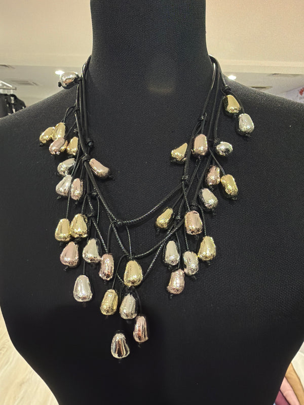 Collana pietre oro rosa argento