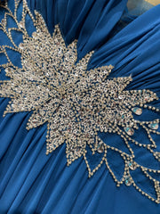 Abito ricamo petrolio