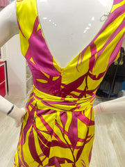 Abito bezz giallo fucsia