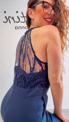 Tuta bezz blu pizzo