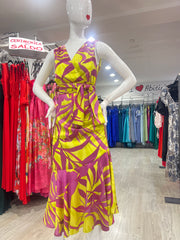 Abito bezz giallo fucsia