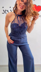Tuta bezz blu pizzo