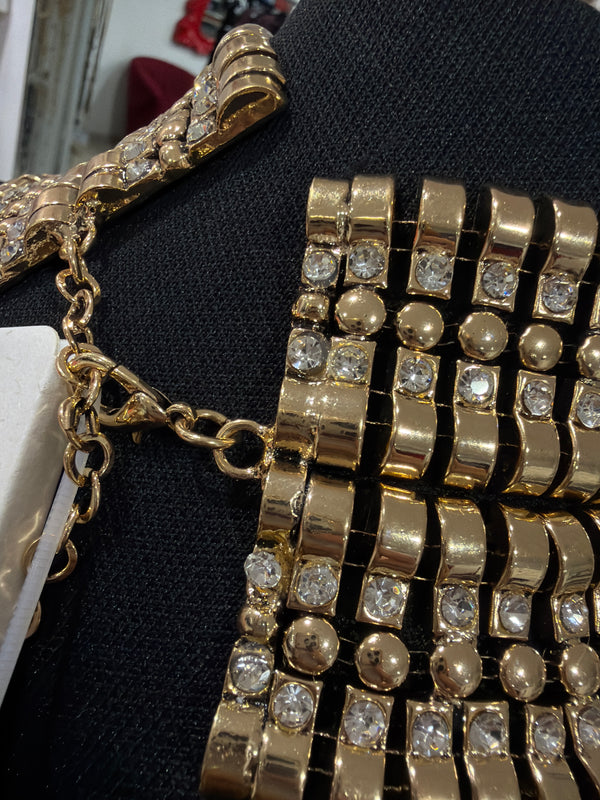 Collana collarino, oro e strass