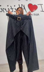 Pantalone gessato bottone