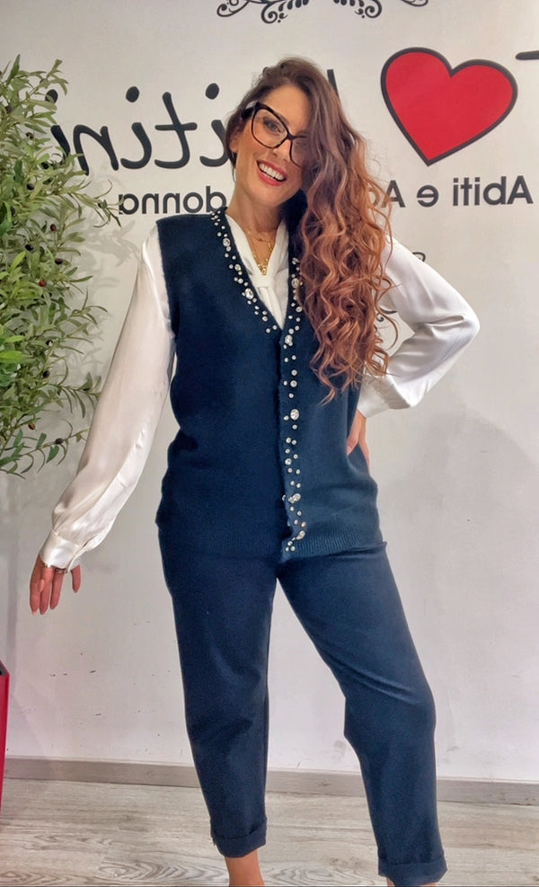 Gilet strass nero kor