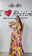Abito bezz fiori fondo lime