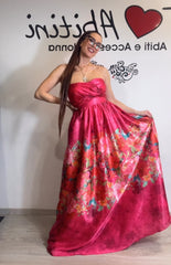 Abito sara fiori fondi fucsia