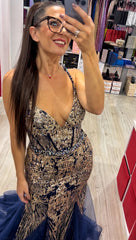Sirena blu glitter oro