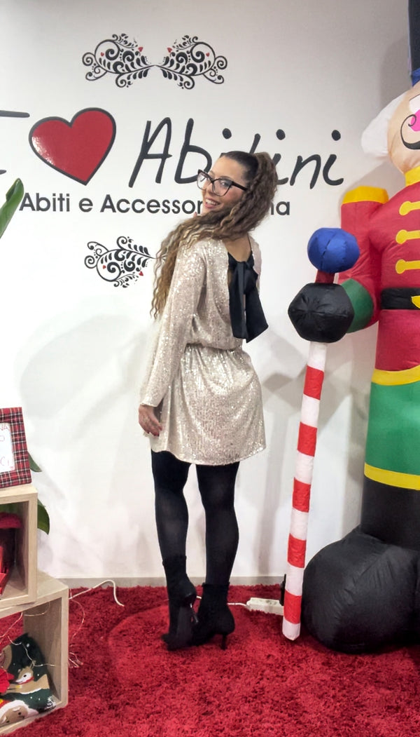 Abito allegra paillettes fiocco vari colori