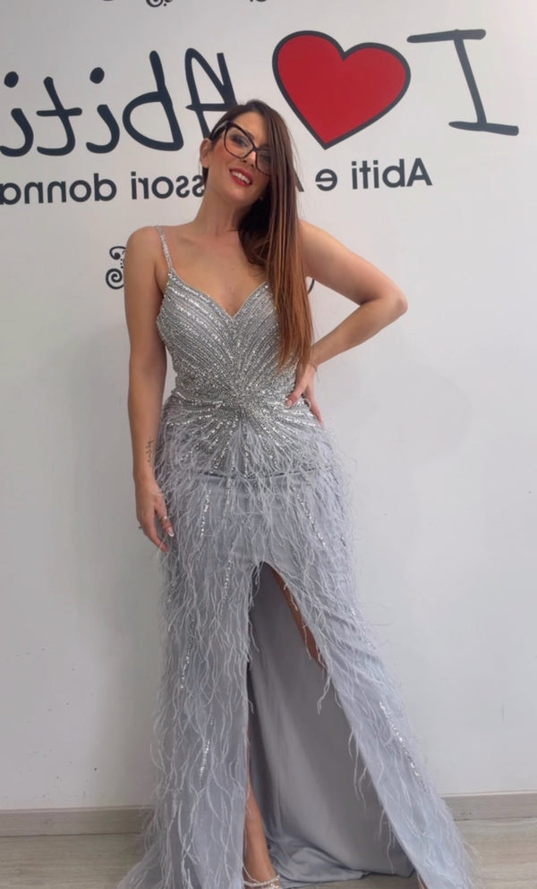 Abito diamond piume vari colori