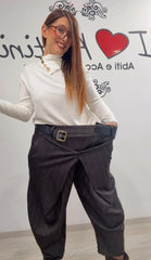 Pantalone gessato bottone