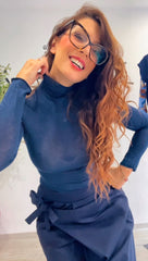 Maglia collo alto mista cashmere