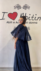 Abito plisse e paillettes blu