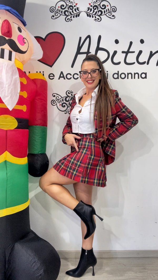 Gonna con pantaloncino tartan