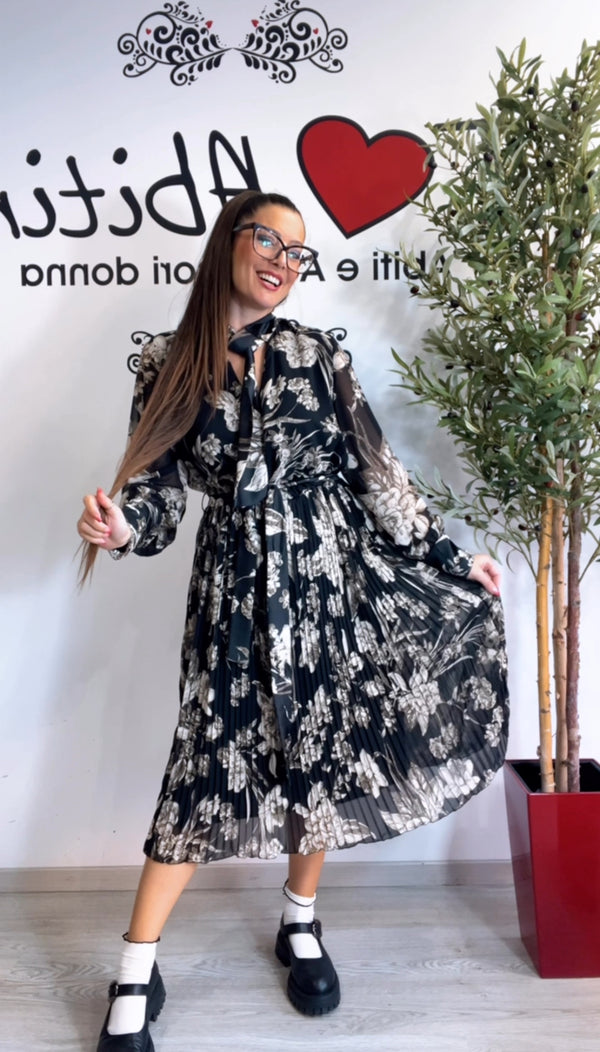 Abito liza fiori plisse