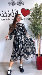 Abito liza fiori plisse