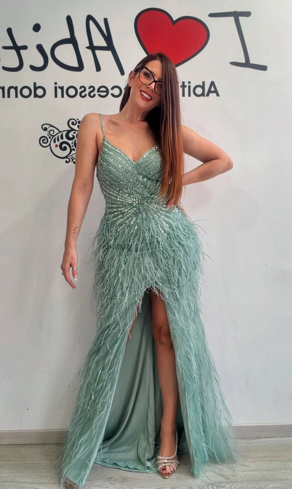 Abito diamond piume vari colori