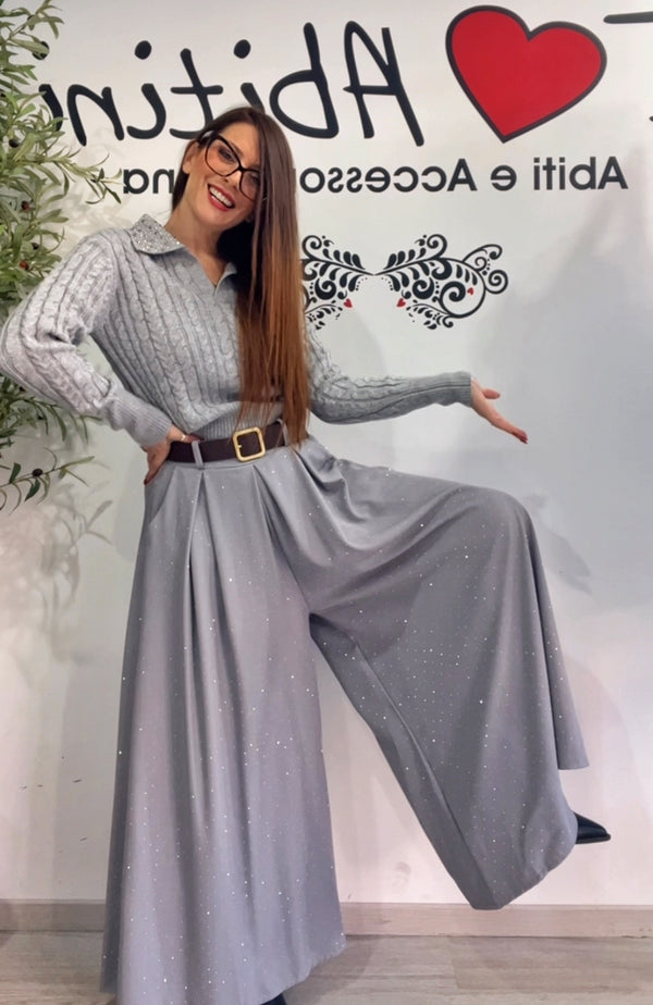 Pantalone over strass