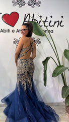 Sirena blu glitter oro
