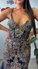 Sirena blu glitter oro