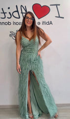 Abito diamond piume vari colori