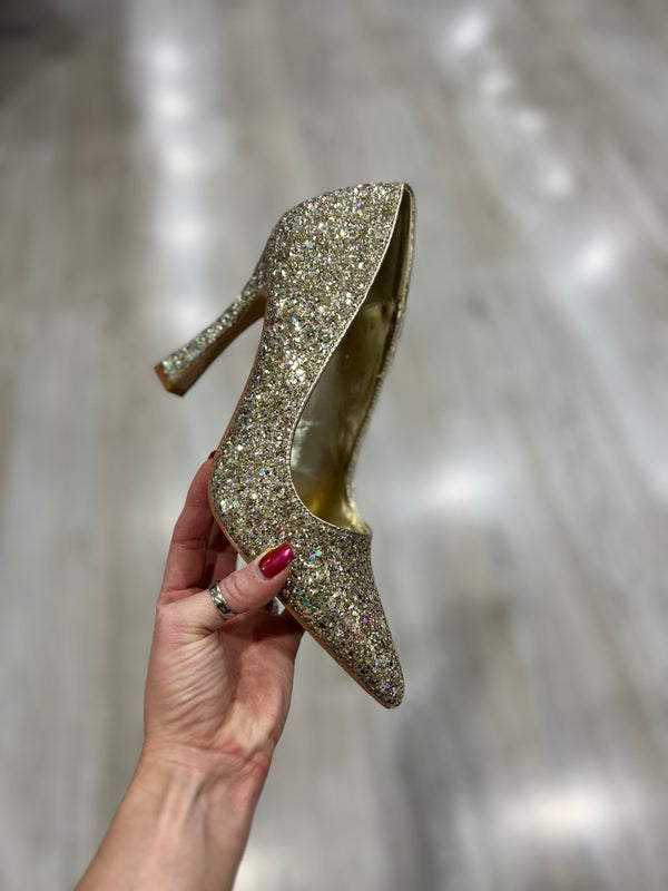 Scarpa décolleté glitter oro