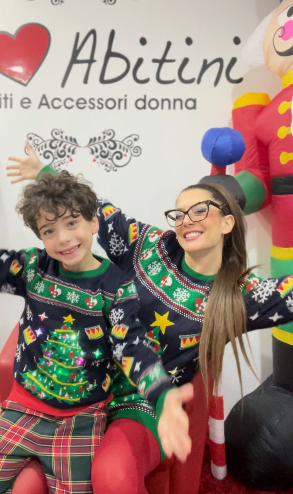 Maglione Natale bimbo/a luci led christmas tree