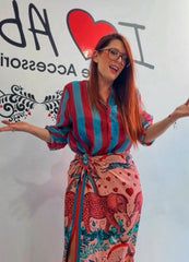 Camicia a righe rossa, turchese