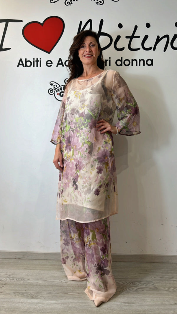 Casacca lunga fiori talia