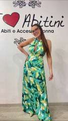 Abito bezz fantasia verde e rosso