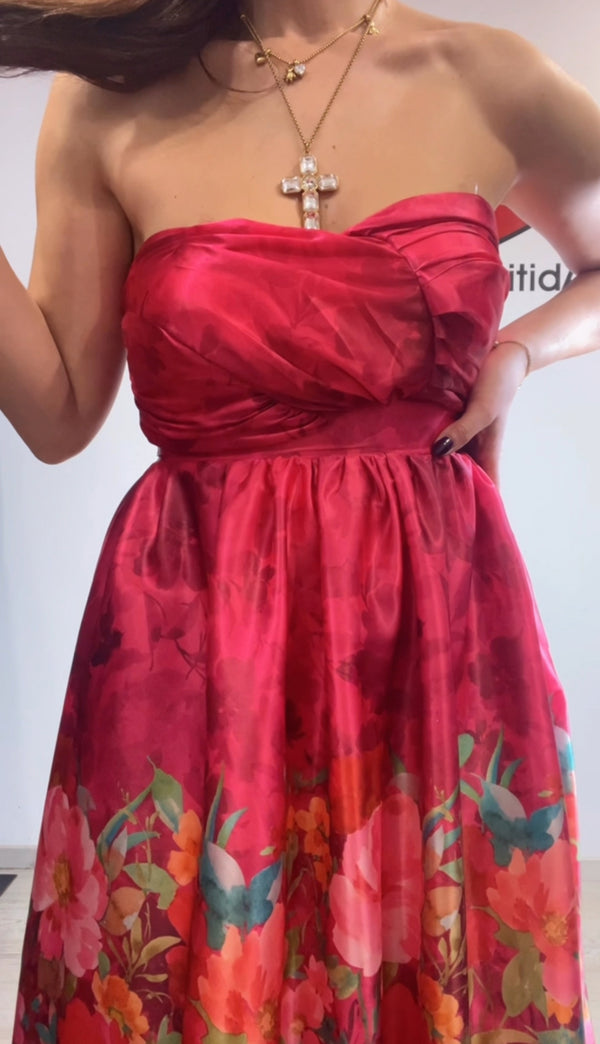 Abito sara fiori fondi fucsia