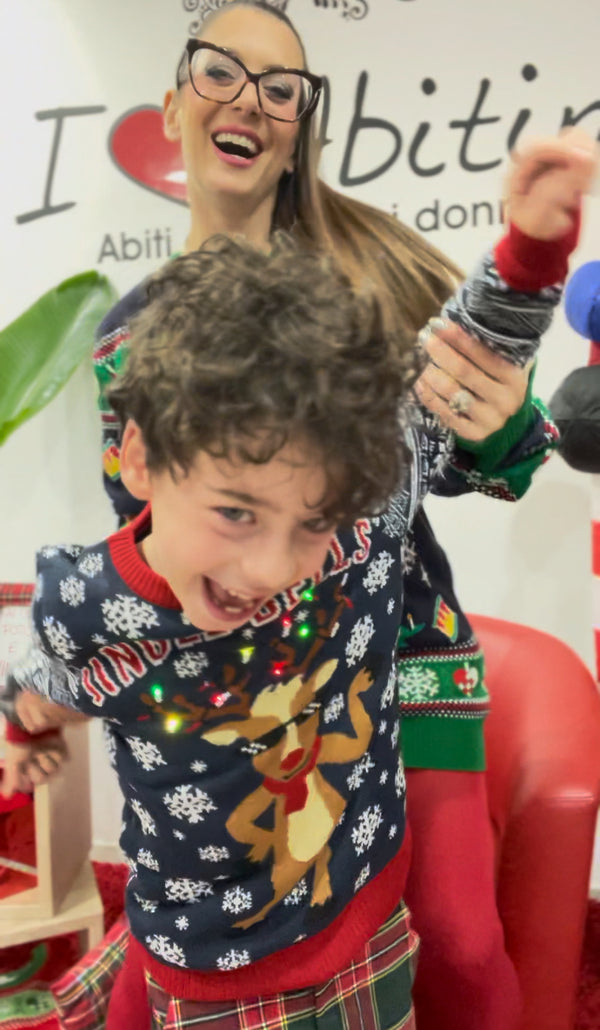 Maglione Natale bimbo bimba luci led jingle bells