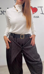 Pantalone gessato bottone