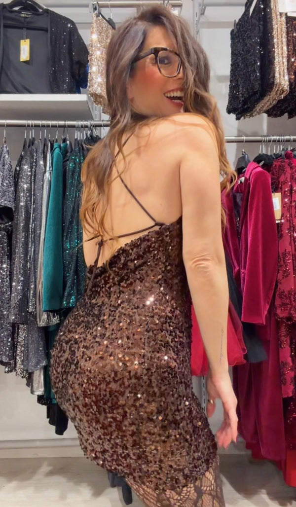 Abitino paillettes scollo schiena vari colori