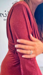 Abito glitter bordeaux Sara