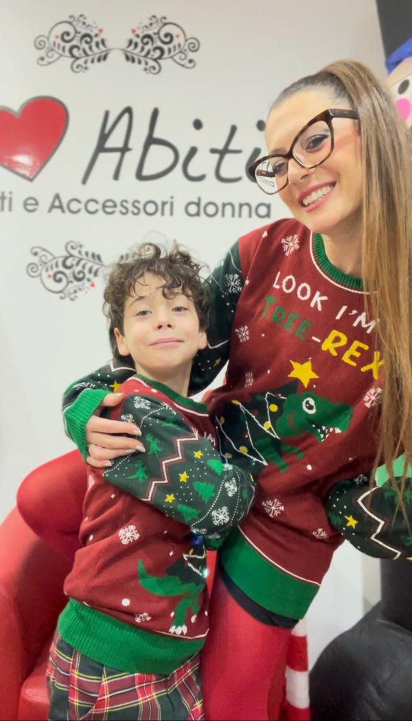 Maglione Natale bimbo bimba luci led the tree rex