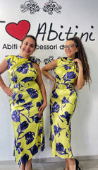 Abito bezz midi lime e viola