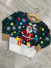 Maglione Natale bimbo bimba luci led Santa Christmas