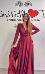 Abito glitter bordeaux Sara