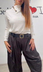 Pantalone gessato bottone