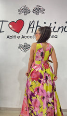 Abito bezz fiori fondo lime