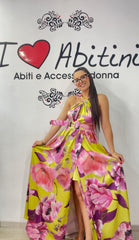 Abito bezz fiori fondo lime